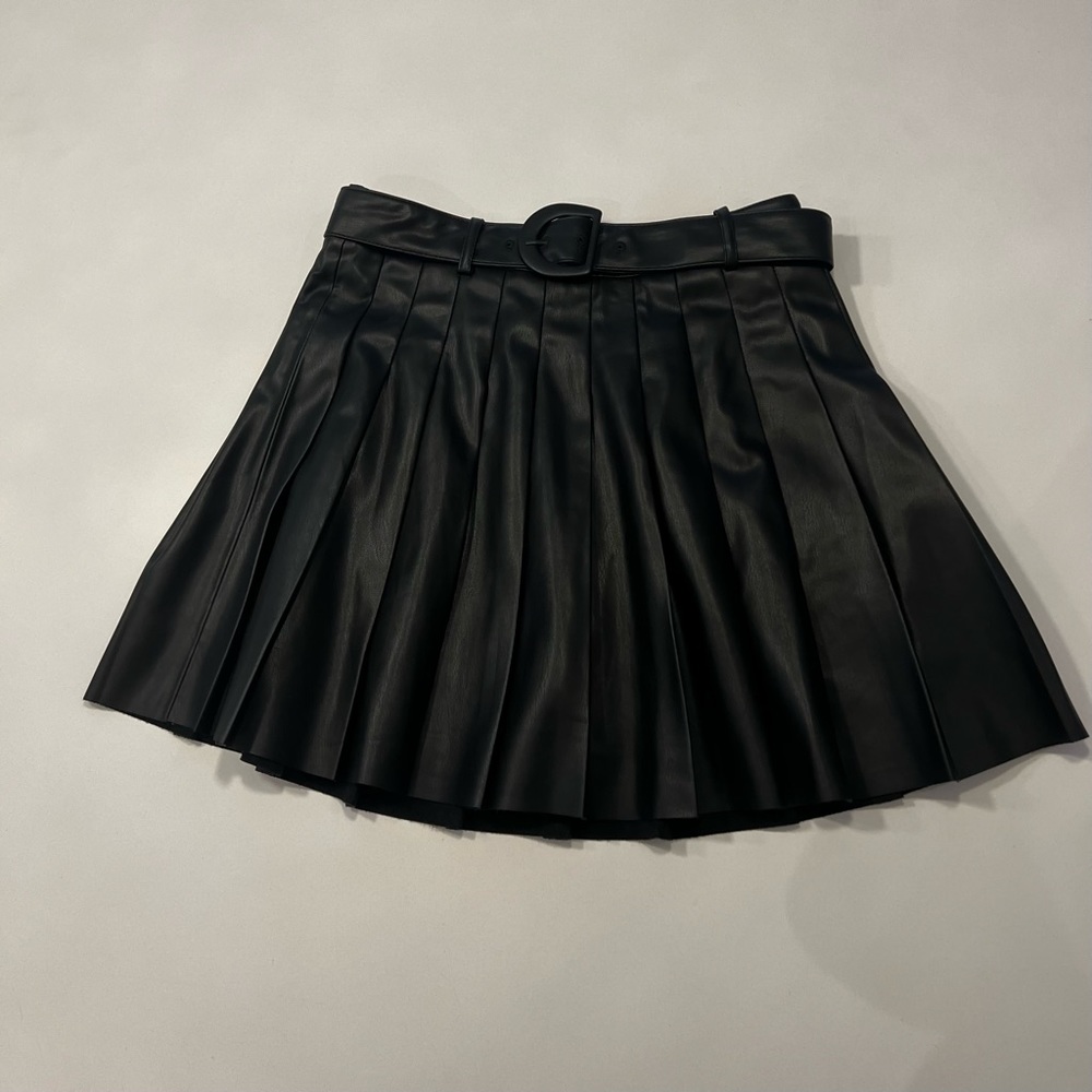 Zara pleated faux leather skirt.